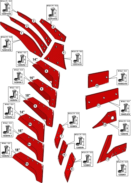 Explosionszeichnung Vogel und Noot Pflugkörper Typ WST430-PLUS